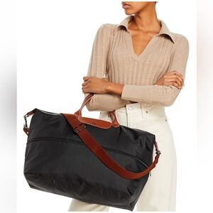 Longchamp Le Pliage Expandable Travel Weekender with Leather Trim